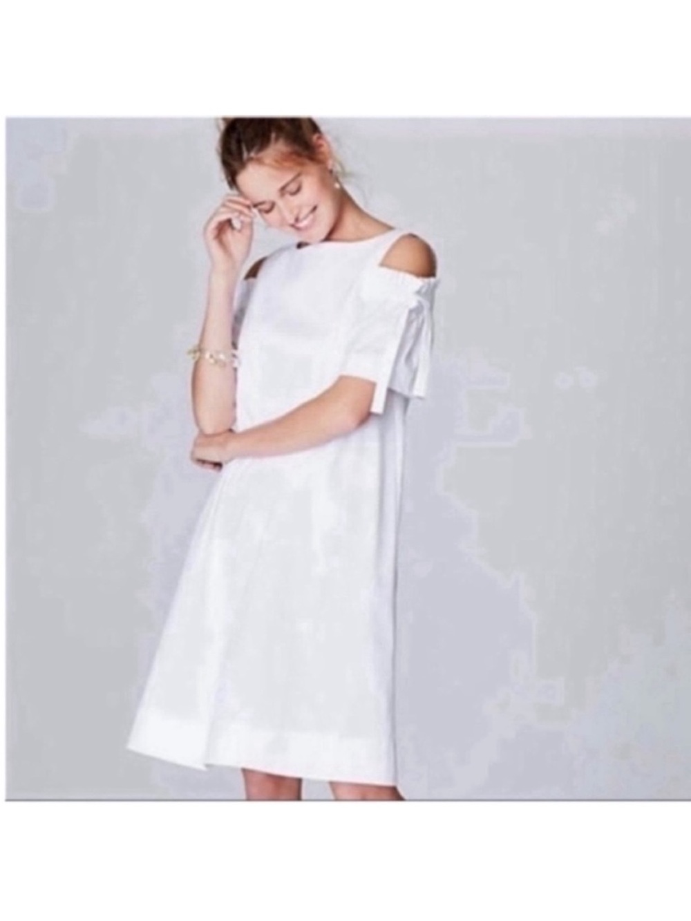 J. Jill Cold-Shoulder Shift Dress White Size S